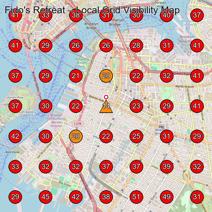 Fido's Retreat GeoGrid visibility map for Dog Day Care Center in New York